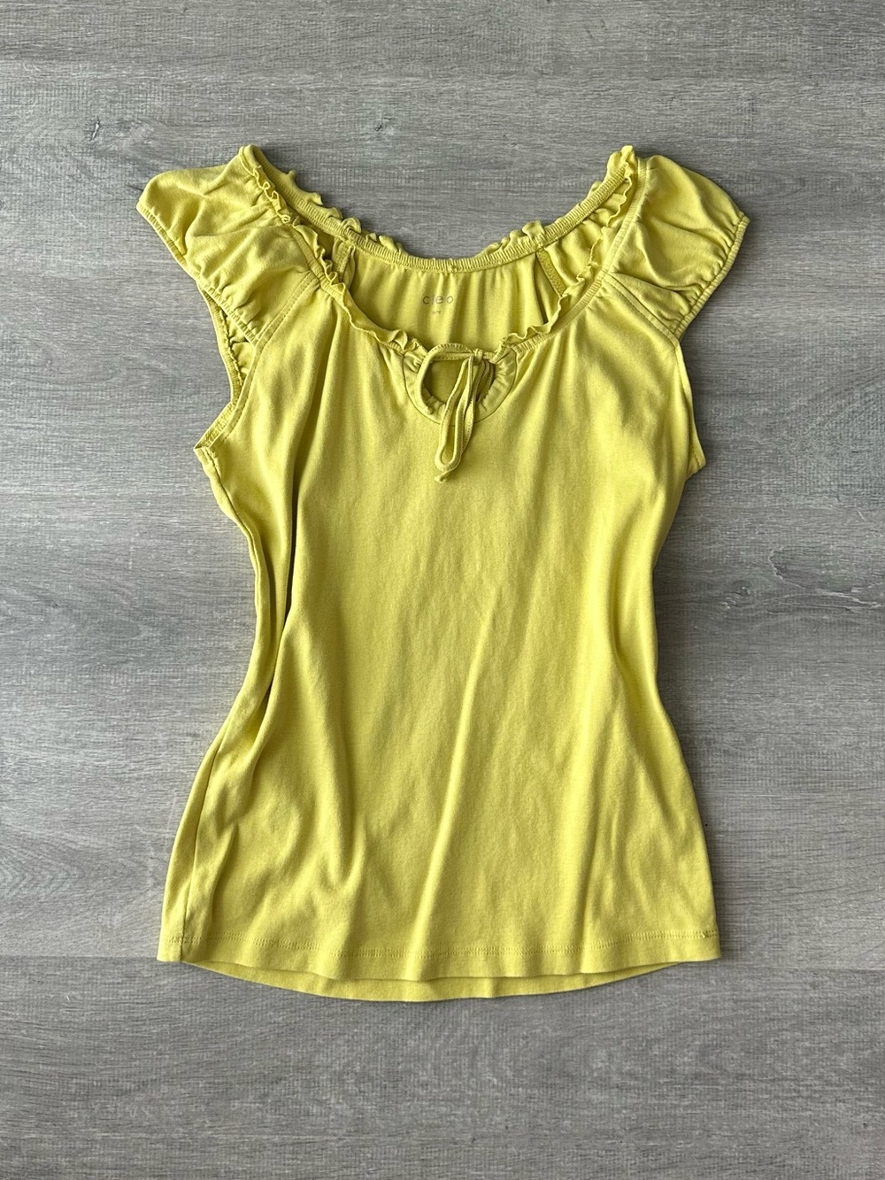Cleo Women’s Ruffle Tie-Neck Top - Yellow off shoulder / on shoulder